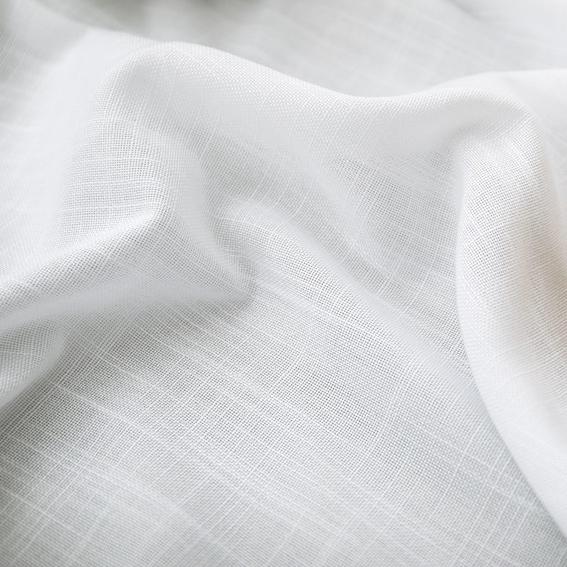 KOUFALL Kitchen Curtains 36 Inch Length,White Linen Light Filtering Semi