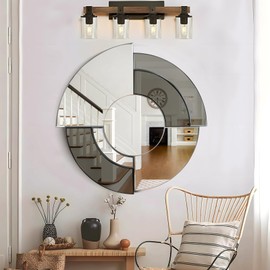 QDSSDECO Cyclone Mirror Sunburst Wall Mirror 31.5" Beveled Edge Frameless for Living Room Bathroom Bedroom Entryway Decor