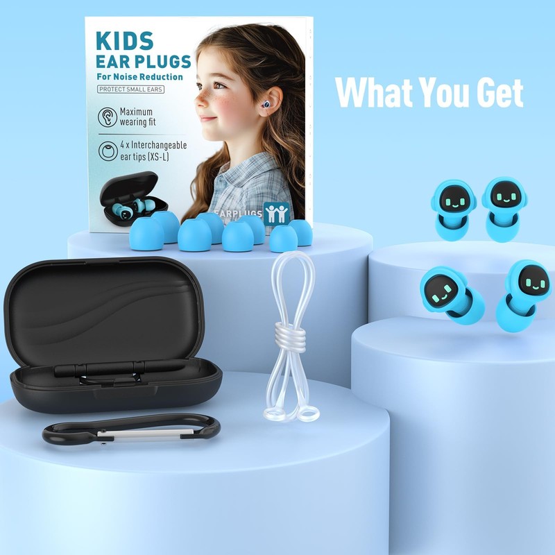 Kids Ear Plugs for 5-12 Yr, 4 Sizes XS-L, Small