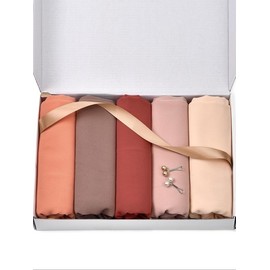 Women's Solid Color Chiffon Scarf Set, Casual Soft Breathable Shawl with Clips for Daily Wear, Fashion Accessories for Women & Girls - Color: set4, Size: one size fits all