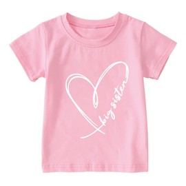 Sineeko Big Sister Shirt for Toddler Girls T-Shirt Hearts Graphic Tops Toddler Baby Announcement Outfits 6T