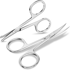 Pack of 2 Professional Stainless Steel Scissors, Hairdressing Scissors, Eyebrow Scissors, Nose Hair Scissors, Ear Scissors, Safe Skin Scissors, Suitable for Home, Hairdressing Salon, Hairdresser