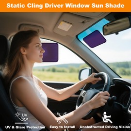 KOCZIL Square Static Cling Car Window Shades for Windshield & Side Windows – Universal Fit (7.84" x 7.09") Driver Side Window Sunshade, Glare-Reducing Window Cover with Durable Mesh & Dark PVC Film