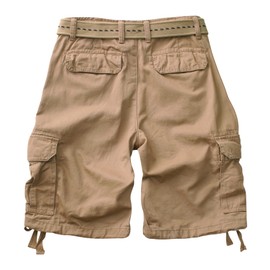 TRGPSG Men's Camo Shorts, Multi-Pocket Relaxed Fit Casual Cargo Shorts, Outdoor Camouflage Twill Work Shorts 11" Inseam(No Belt) 6803 Deep Khaki 38