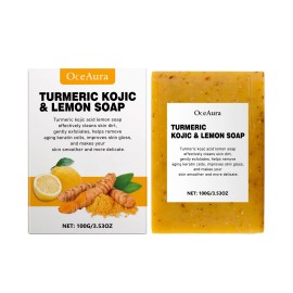 OceAura Lemon Turmeric Acid Soap Gentle Cold Wash Bath Facial Body Care Universal for Face WashingSize: 100g