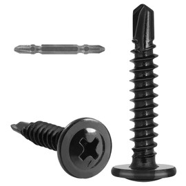 VGBUY 85Pcs #10 x 1-1/2" Self Drilling Screws for Metal,410 Stainless Steel Black Zinc Plated,Self Tapping Sheet Metal TEK Screws,Modified Truss Head