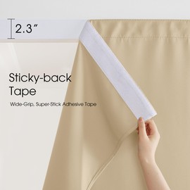 NICETOWN 2 Panels Rod-Free Outdoor Curtains for Patio Waterproof, Sticky Top & Back Tab Bottom with Free Rope for Wind Resistance, Weatherproof Drapes for Gazebo/Porch, W52 x L96 in, Biscotti Beige