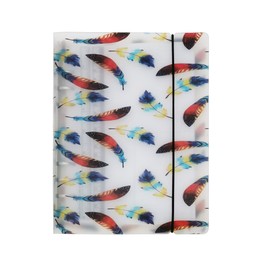 A5 A6 6穴 透明PPなシステム手帳 バインダー システム手帳 プランナー ルーズリーフ ファイロファックスノートブック オフィス学用品手帳 ボダン付き (Feather, A5 Mini Set)