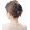 VINGTAINE H-195 Satin Rose Hair Claw Hair Clip, Black