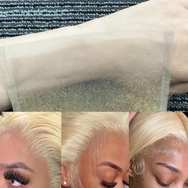 613 5x5 Hd Lace Closure Body Wave 16 Inch Hd Lace Transparent Deep Part 55 613 0.11mm Ultra-Thin Invisible Skinlike Blond Color 12a Grade Straight Human Hair Pre Plucked With Baby Hair Free Part