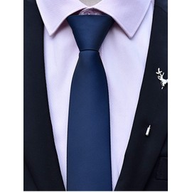 WANYING Men's 6 cm Slim Tie Pre-Tied with Zip Casual Business Length 48/54 cm, 1 x dark blue