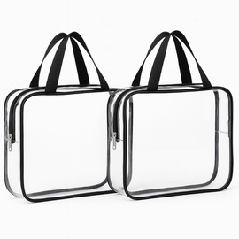 Yuexitech 2 Packs Clear Toiletry Bags for Travel – Large TSA Approved Toiletry Bag, Quart-Size Clear Plastic Pouch Meets Airport Security Liquids Bags Requirements for Carry-On, Black