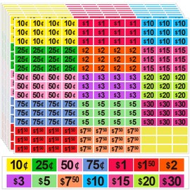 4125 Pcs Removable Garage Sale Stickers, Pre-Priced Yard Sale Price Stickers (1/2" X 3/4"), Price Tags with Blank Space to Write, Bright Colors Rummage Sale Labels for Retail,Flea Markets