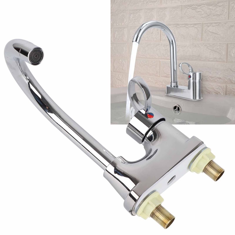 G1/2 Bathroom Basin Faucet Hot and Cold Water Mixer Dual‑Hole