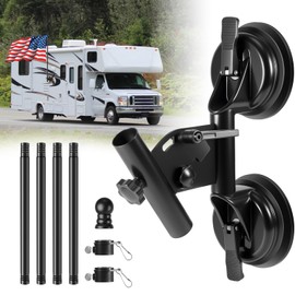 EZIRVLIFE RV Flag Mount, Suction Cup Flag Holder, RV Flag Pole Kit Adjustable Angle, Suction Cup Flag Holder for RV, Truck, Trailer, SUV - with Flagpole