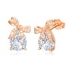 TANGPOET Rose Gold Bow Earrings Women's 925 Sterling Silver Bow