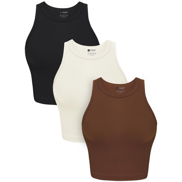 OLCHEE Womens 3 Pack Crop Tank Tops Basic Seamless Ribbed