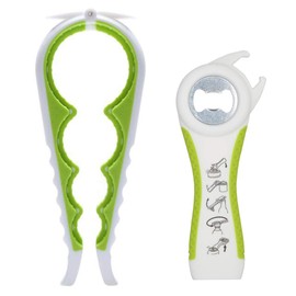 Otstar Can Opener, 5-in-1 Multifunction Bottle Opener Ring Pull Can Opener Set for Weak Hands, Elderly, Arthritis Patients (White and Green)