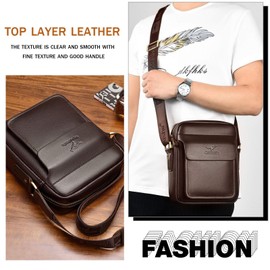 GKE Mens Leather Shoulder Bag Business Crossbody Bag for Men, brown, casual