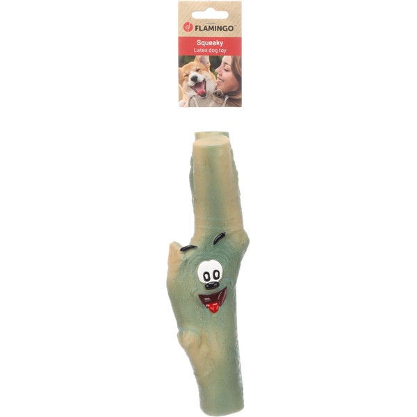 Flamingo Lamingo Laffa Stick Dog Toy Green - With Squeaker