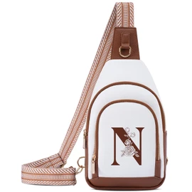 Initial Women Crossbody Bag Sling Shoulder Purse Fanny Pack Side Mom Cross Body Travel Small Leather Belt Backpack Her Daughter Mother Sister Girlfriend Best Friend Christmas Xmas Unique Birthday Gift