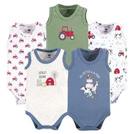 Hudson Baby baby girls Cotton Sleeveless Bodysuits and Toddler T Shirt Set, Boy Farm Animals, 0-3 Months US