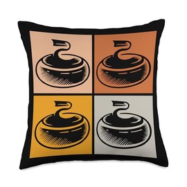 Curling Player Curler Sport Lover Curling Stone Throw Pillow
