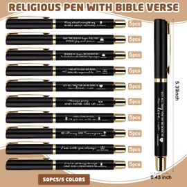 Spakon 50 Sets/150pcs Christian Gifts Bulk Bible Verses Pens Christian Silicone Bracelets Religious Paper Bookmarks for Women Men Sunday School Church Priest Gifts(Black,Classic)