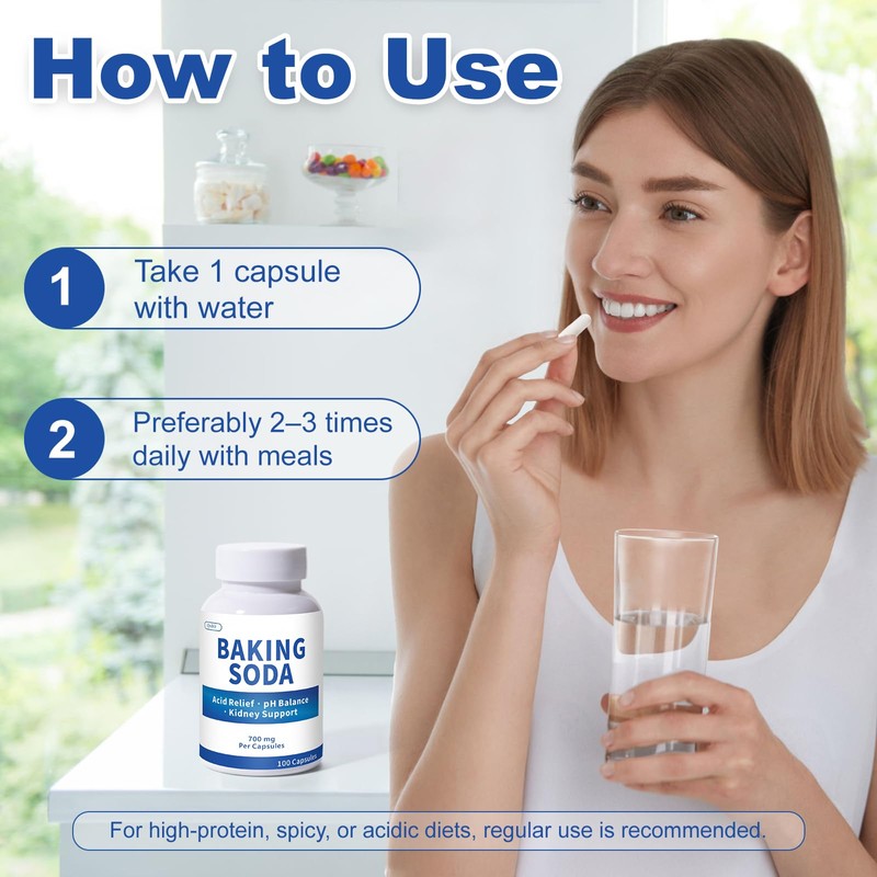Baking Soda Capsules – 700mg Sodium Bicarbonate Supplement | Natural