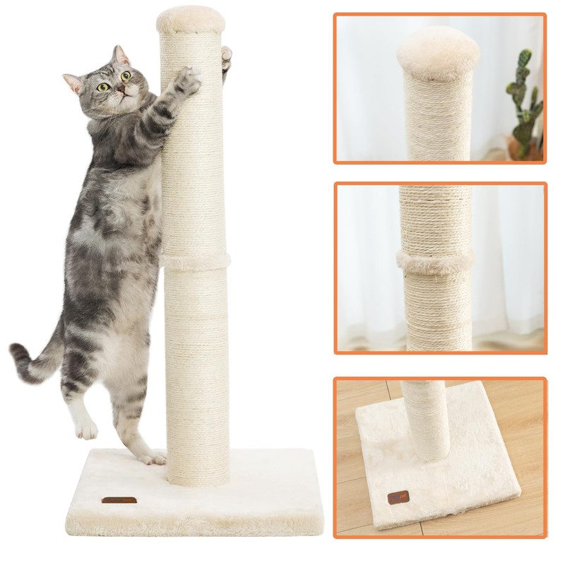 Karolpar 34inch Cat Scratching Post with Natural Sisal Rope 4.3Inch