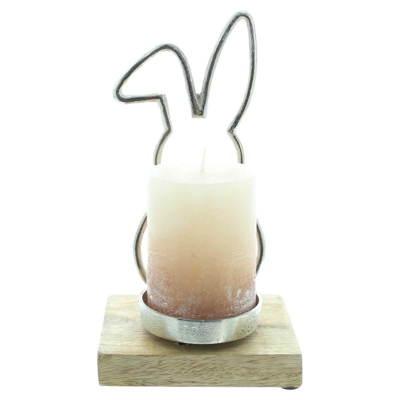FRANK FLECHTWAREN Tea Light Holder Rabbit Cast Aluminium Mango Wood