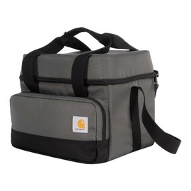Carhartt Insulated Two Compartment Cooler, Durable Water Repellent Material W/Front Zippered Pocket for Camping, Beach & Travel, 18 Can, Gravel