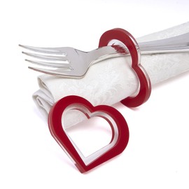 RCZ Décor Heart Valentine Napkin Rings | Acrylic | 8 PC, Red