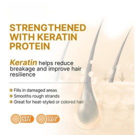 Leave-In Moroccan Argan Oil Hair Oil – Vitamin E Oil& Keratin Hair Treatment for Repairing Dry, Frizzy & Damaged Hair – Deep Nourishing Hair Serum, Anti-Frizz & Split End Repair 3.3Fl Oz