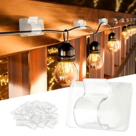 Dazzle Bright Hooks for Outdoor String Lights Clips, 30Pcs Heavy Duty Cable Clips Waterproof Adhesive Strips for Hanging Christmas Light, Outside UV-Resistant Clear Sticky Cord Holders Rope Organizer