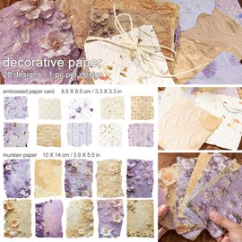 Aesthetic Butterfly Themed Sticker Embossed Flower Pattern Decorative Paper Set Retro Strip Decal Vintage Decoupage Pack for Scrapbook Supplies Journal Kit Card Making Collaging (Jenny)