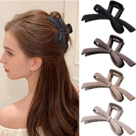 4Pc Cute Bow Hair Claw Clips, Matte Non-Slip Bow Hair Clip, Suitable for Thin Hair, Hair Accessories for Women and Girl