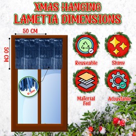 SRVertex 5-Pack Dark Blue Christmas Foil Lametta Hanging Decorations, 50cm Tinsel Strands for Xmas Tree, Wall Decor, New Year, Birthday Party, Wedding, Holiday Celebrations