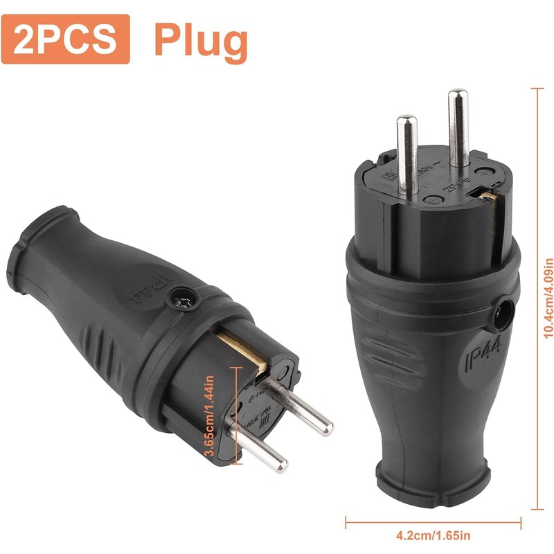Protective contact plug, 3 x earthing contact plugs and 1