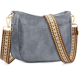 YERUUE Handbag Women's Shoulder Bag Medium PU Leather Shoulder Bag Women's Shoulder Bag for Women Crossbody Bag Women with Adjustable Removable Wide Strap, gray