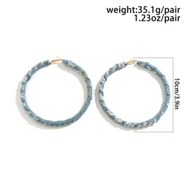 GIGB PBDK Denim Geometric Hoop Huggie Earrings,Trendy Vintage Round Square Statement Earrings,Charming Minimalist Exaggerated Big Heart Ear Accessories (Round)