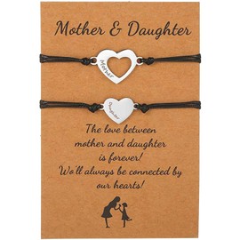 Mum Mother Daughter Bracelet Heart for 2 Mom Daughter Matching Bracelets Set Birthday Gift Jewelry