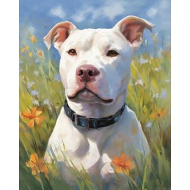 ZUVRDIAI DIY Oil Painting Paint by Number Kit Frameless Pitbull Paint by Numbers Oil Painting Canvas Print Wall Art Home Decoration 40x50cm