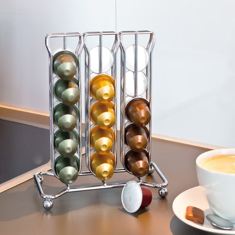 bremermann Kapselhalter für NESPRESSO Kapselständer, Kapselspender für 30 Kapseln (Chrom)