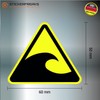 Pack of 8 Warning Stickers 6 x 5 cm Tsunami