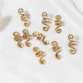 Alnicov 18 Pieces Metal Hair Beads Dreadlocks Beads Silver Spiral Hair Decoration Golden Hair Accessories Beads for Decorating Hair DIY Hair Braid Jewelry