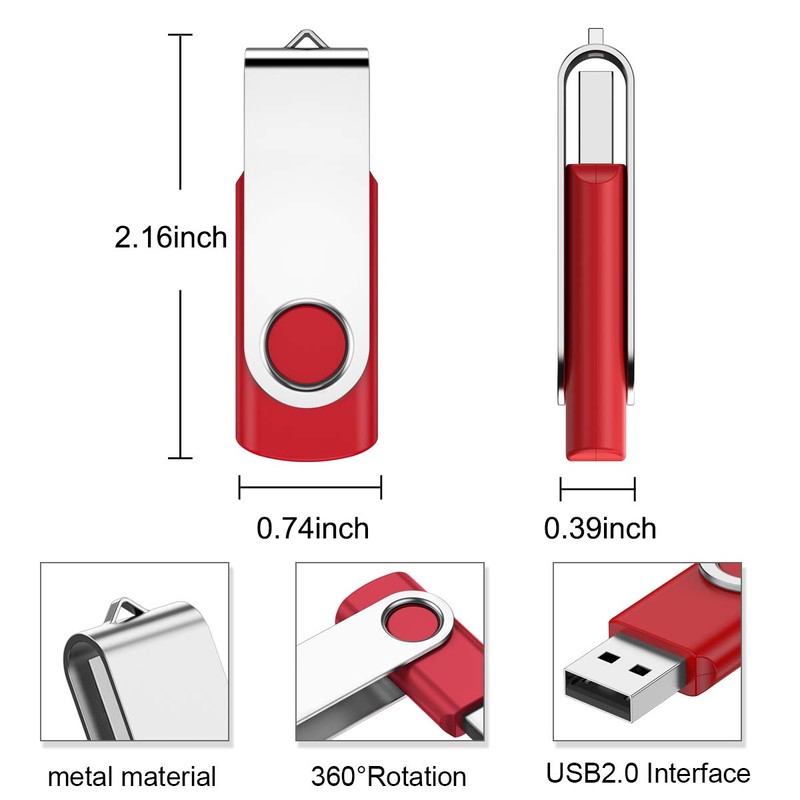 Fesaymi 2 GB USB Flash Drive, Multicoloured, 360° Rotation, Hi-Speed