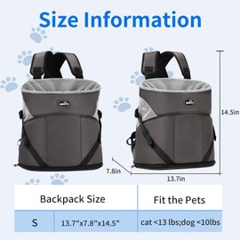 Wakytu Pet Backpack Carrier for Dog Cat Pet Front Dog Carrier Backpacks Comfortable Shoulder Straps, Soft Sponge Cushion, Designed to Fit Pets