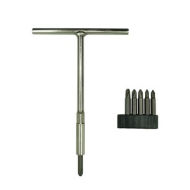 Yrsssa T-Handle Wrench & JIS Screwdriver Set - Includes 6 JIS Bits (#1,#2,#3) - Wrench with Magnetic Bit Holder - Perfect for Japanese Motorcycles, Cars，Bicycle & Equipment, Silver White, Gray