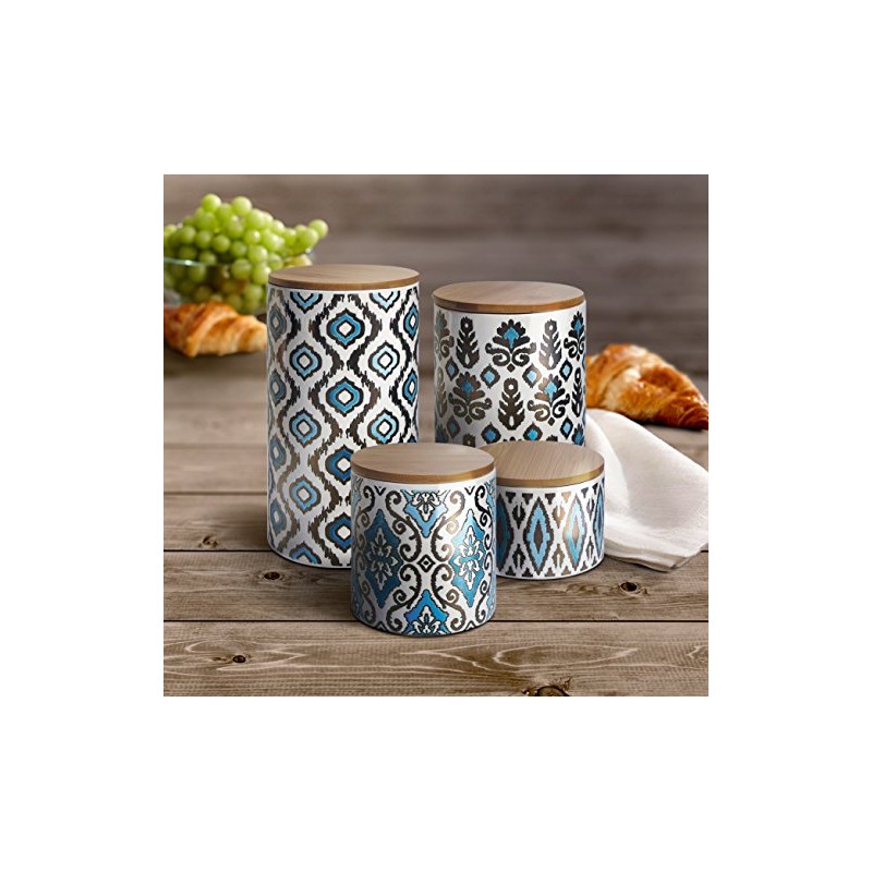 American Atelier Ceramic Canister Set (4 Piece), Blue/Gold